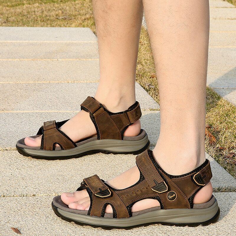 Atmungsaktive Rutschfeste Lässige Outdoor Sandalen Aus Rindsleder Für Herren