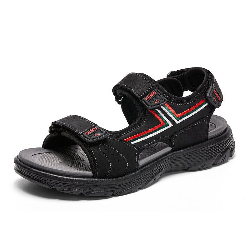 Atmungsaktive Rutschfeste Offene Bequeme Strand Und Outdoor Sandalen Für Herren Aus Leder