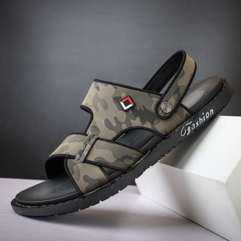 Atmungsaktive Rutschfeste Weiche Lässige Outdoor Sandalen Aus Echtem Leder Für Herren In Zwei Richtungen