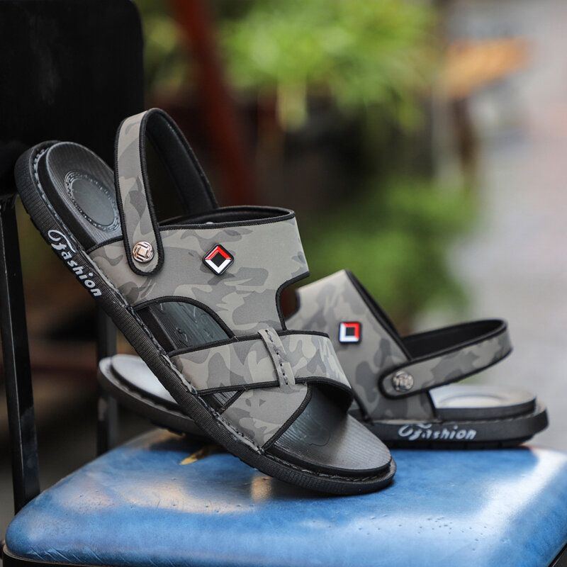 Atmungsaktive Rutschfeste Weiche Lässige Outdoor Sandalen Aus Echtem Leder Für Herren In Zwei Richtungen