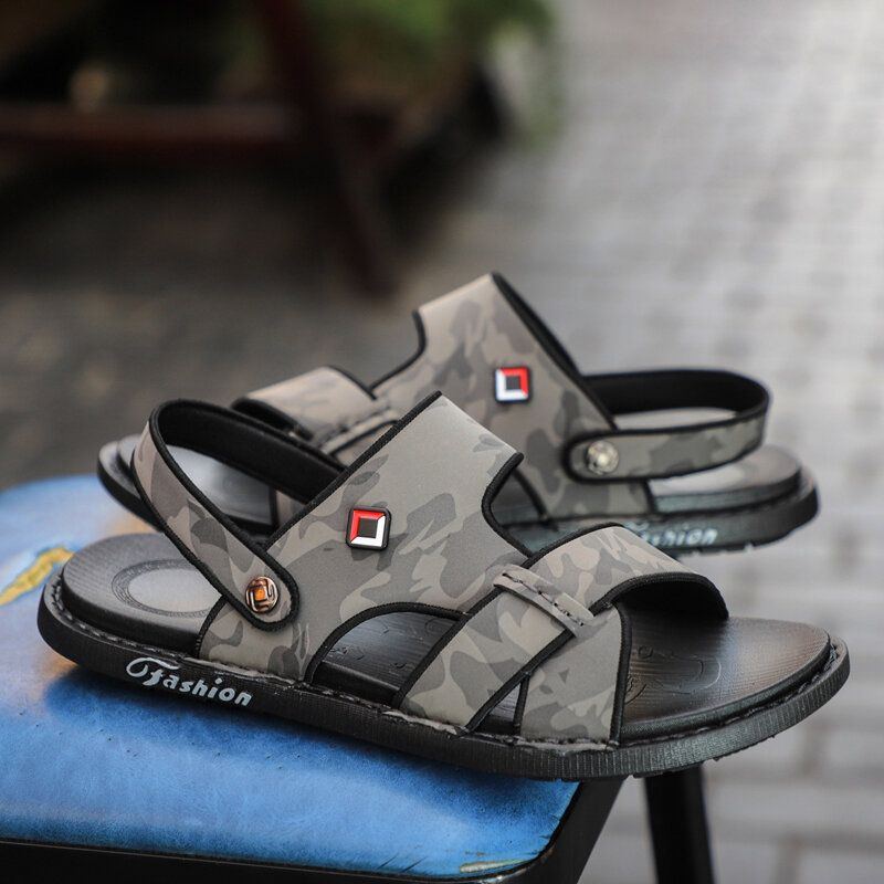 Atmungsaktive Rutschfeste Weiche Lässige Outdoor Sandalen Aus Echtem Leder Für Herren In Zwei Richtungen