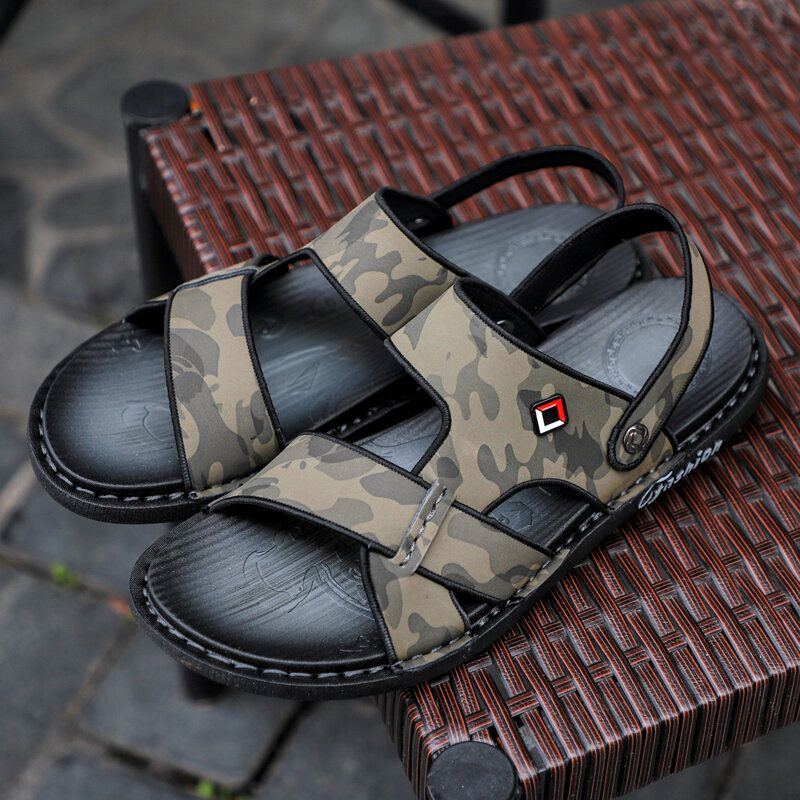 Atmungsaktive Rutschfeste Weiche Lässige Outdoor Sandalen Aus Echtem Leder Für Herren In Zwei Richtungen