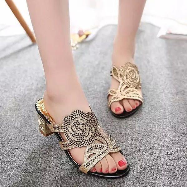 Atmungsaktive Sommer Strandsandalen Für Damen Mit Strass Chic Schuhen Zum Hineinschlüpfen In Plateausandalen