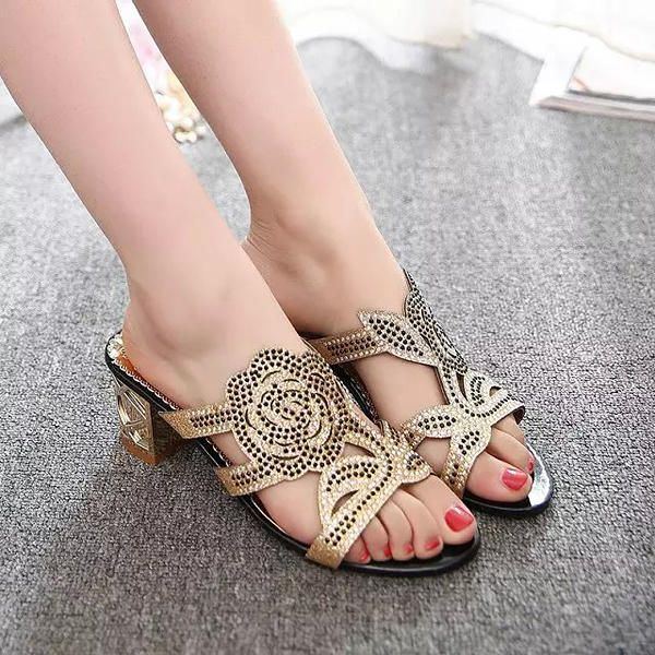 Atmungsaktive Sommer Strandsandalen Für Damen Mit Strass Chic Schuhen Zum Hineinschlüpfen In Plateausandalen