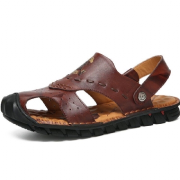 Atmungsaktive Strandsandalen Aus Echtem Leder Mit Weicher Sohle Für Herren