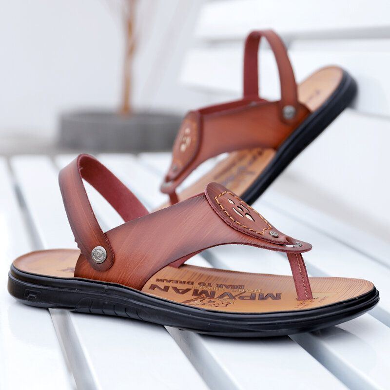 Atmungsaktive Weiche Sohle Aus Mikrofaser Für Herren Rutschfeste Zwei Wege Clip Toe Lässige Outdoor Sandalen