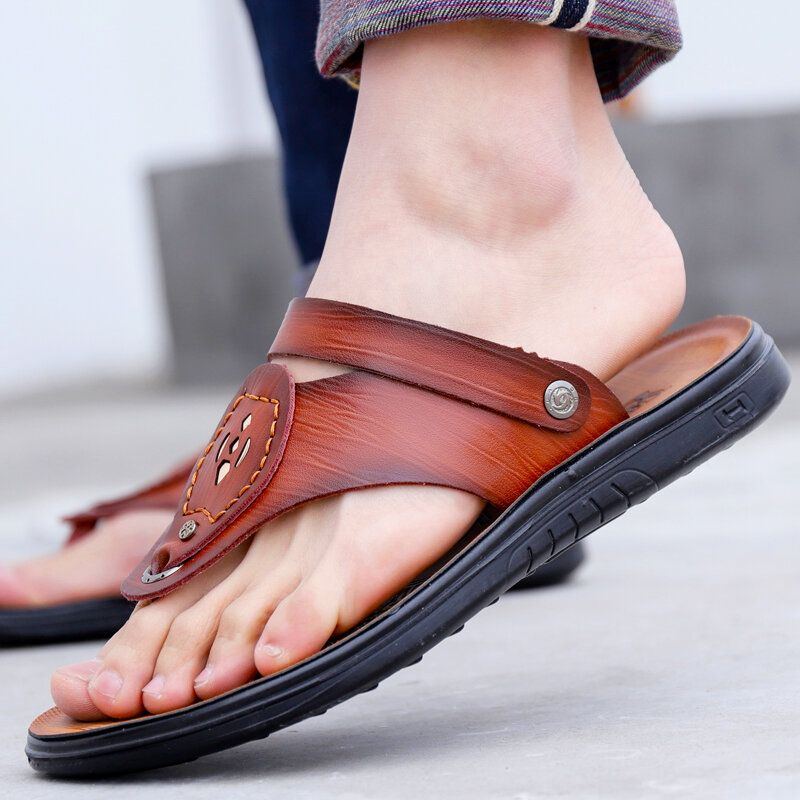 Atmungsaktive Weiche Sohle Aus Mikrofaser Für Herren Rutschfeste Zwei Wege Clip Toe Lässige Outdoor Sandalen