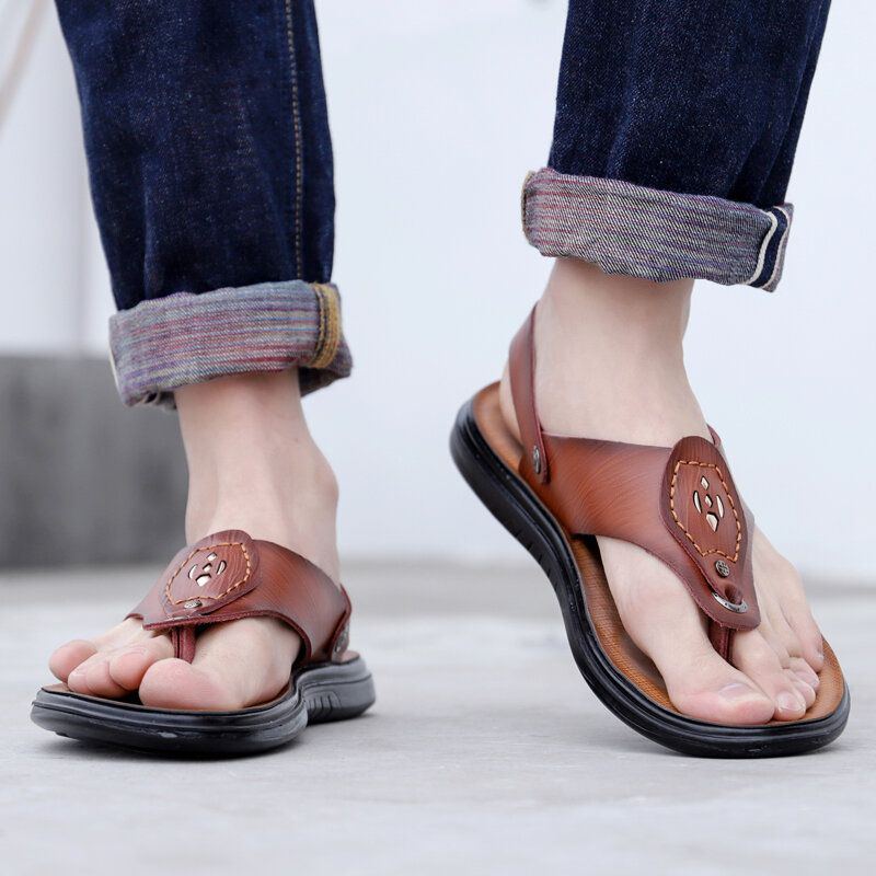 Atmungsaktive Weiche Sohle Aus Mikrofaser Für Herren Rutschfeste Zwei Wege Clip Toe Lässige Outdoor Sandalen