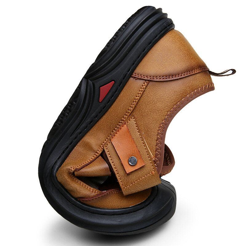 Atmungsaktive Zehenschutz Strand Outdoor Sandalen Aus Leder Für Herren Mit Weichem Boden