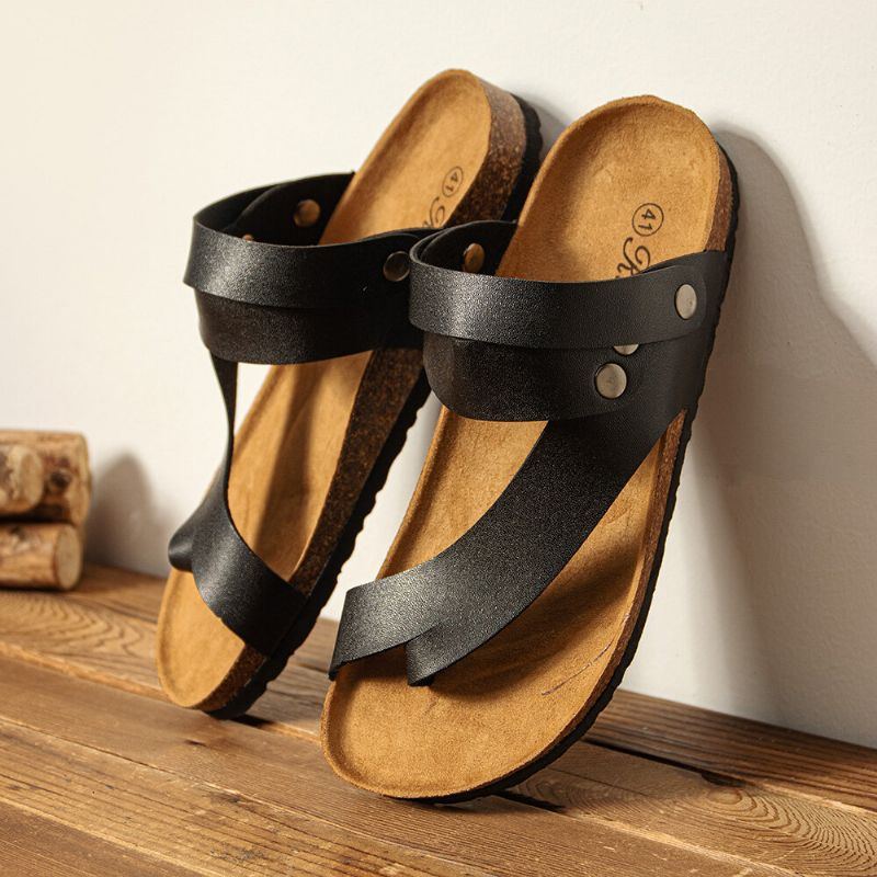 Atmungsaktive Zwei Wege Slip On Rutschfeste Freizeitsandalen Aus Korkboden Für Herren