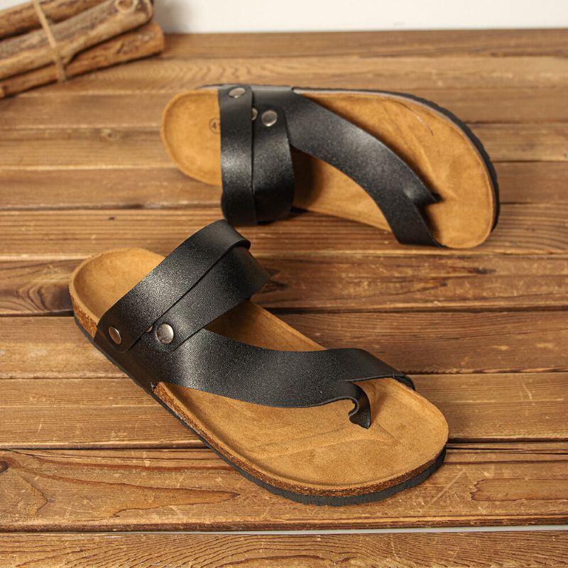 Atmungsaktive Zwei Wege Slip On Rutschfeste Freizeitsandalen Aus Korkboden Für Herren