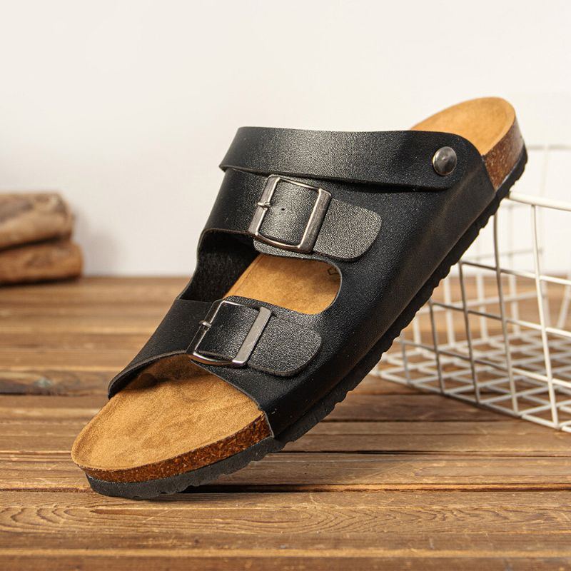 Atmungsaktive Zwei Wege Slip On Rutschfeste Freizeitsandalen Aus Korkboden Für Herren