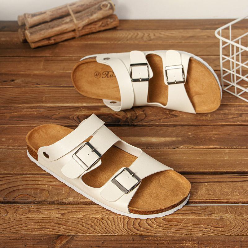 Atmungsaktive Zwei Wege Slip On Rutschfeste Freizeitsandalen Aus Korkboden Für Herren