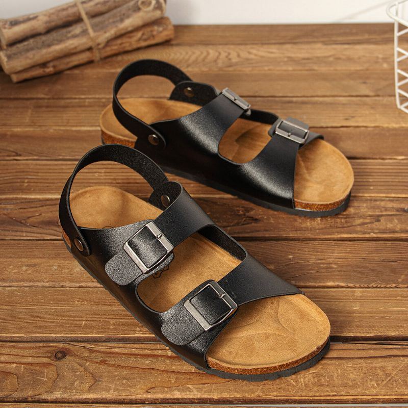 Atmungsaktive Zwei Wege Slip On Rutschfeste Freizeitsandalen Aus Korkboden Für Herren