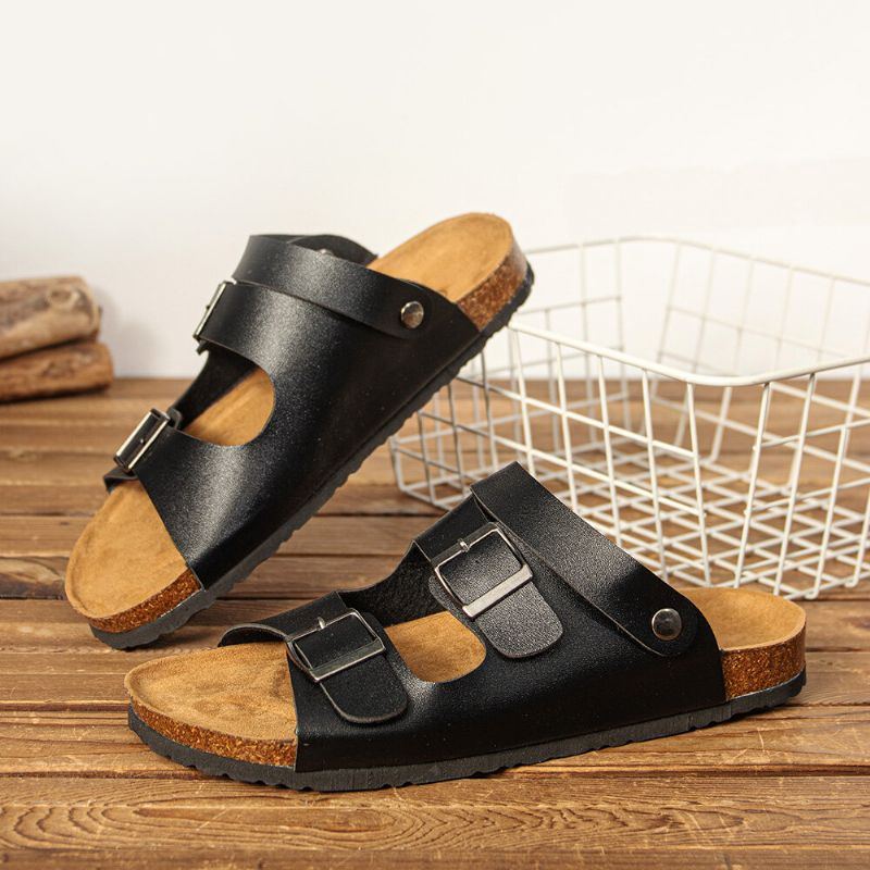 Atmungsaktive Zwei Wege Slip On Rutschfeste Freizeitsandalen Aus Korkboden Für Herren