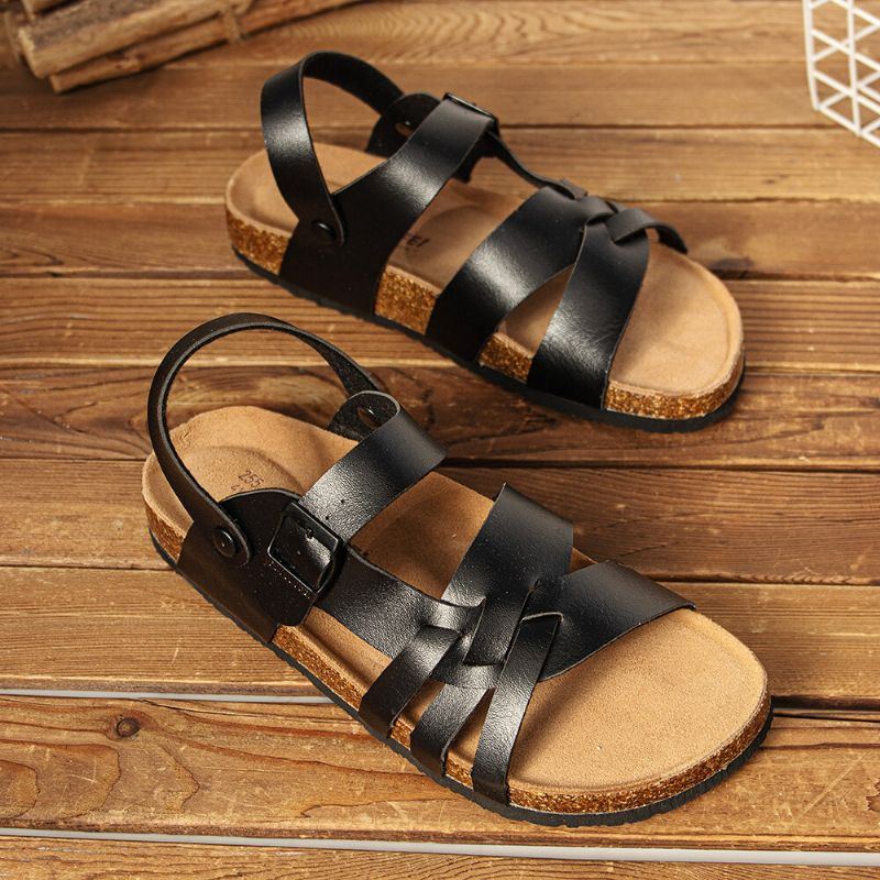 Atmungsaktive Zwei Wege Slip On Rutschfeste Freizeitsandalen Aus Korkboden Für Herren