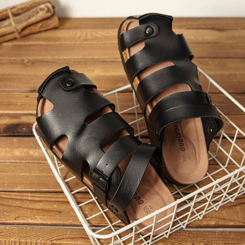 Atmungsaktive Zwei Wege Slip On Rutschfeste Freizeitsandalen Mit Korkboden Für Herren