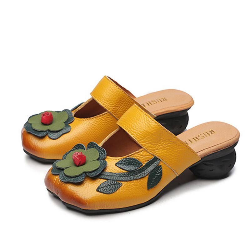 Ausgehöhlte Lässige Slip On Ledersandalen Mit Keilabsatz Für Damen