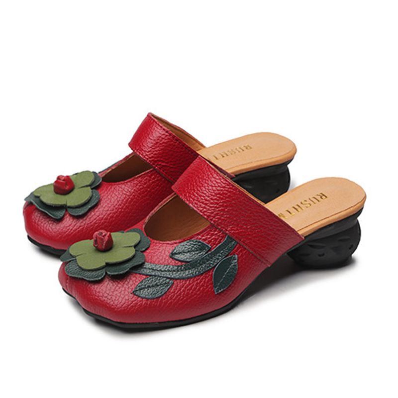 Ausgehöhlte Lässige Slip On Ledersandalen Mit Keilabsatz Für Damen