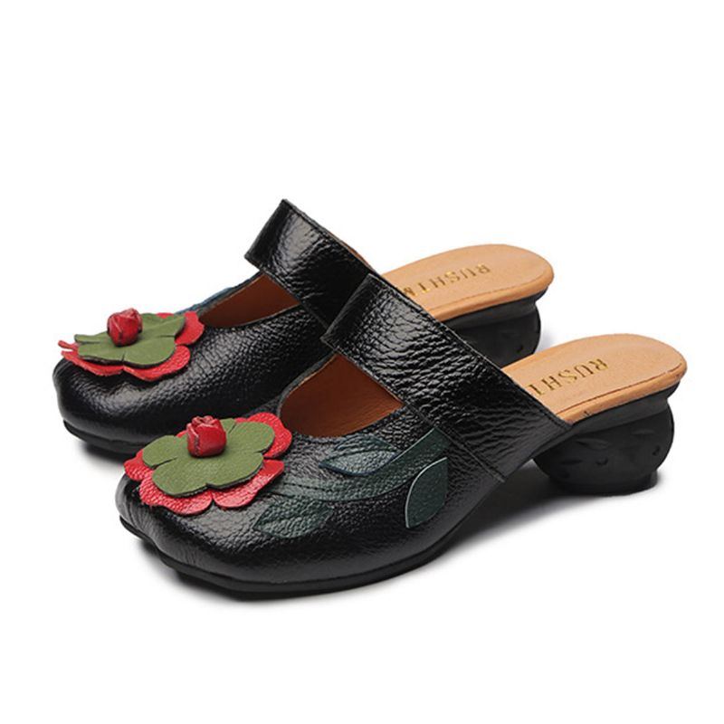 Ausgehöhlte Lässige Slip On Ledersandalen Mit Keilabsatz Für Damen