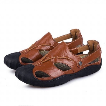 Bequeme Anti Kollisions Zehen Sandalen Aus Echtem Leder Für Herren