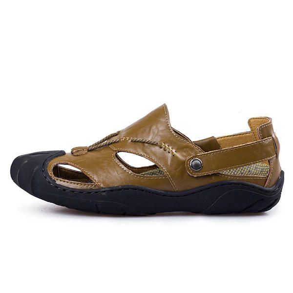 Bequeme Anti Kollisions Zehen Sandalen Aus Echtem Leder Für Herren