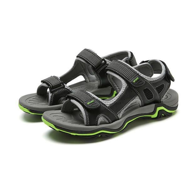 Bequeme Atmungsaktive Sandalen Aus Echtem Leder Mit Klettverschluss Für Herren