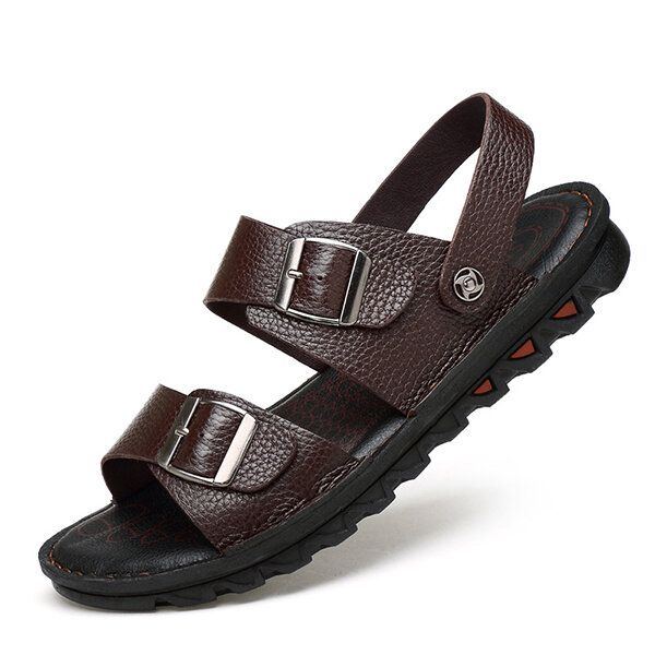 Bequeme Atmungsaktive Strandsandalen Aus Echtem Leder Für Herren Zwei Wege Schuhe