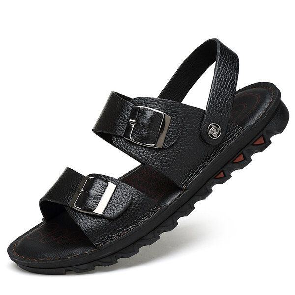 Bequeme Atmungsaktive Strandsandalen Aus Echtem Leder Für Herren Zwei Wege Schuhe