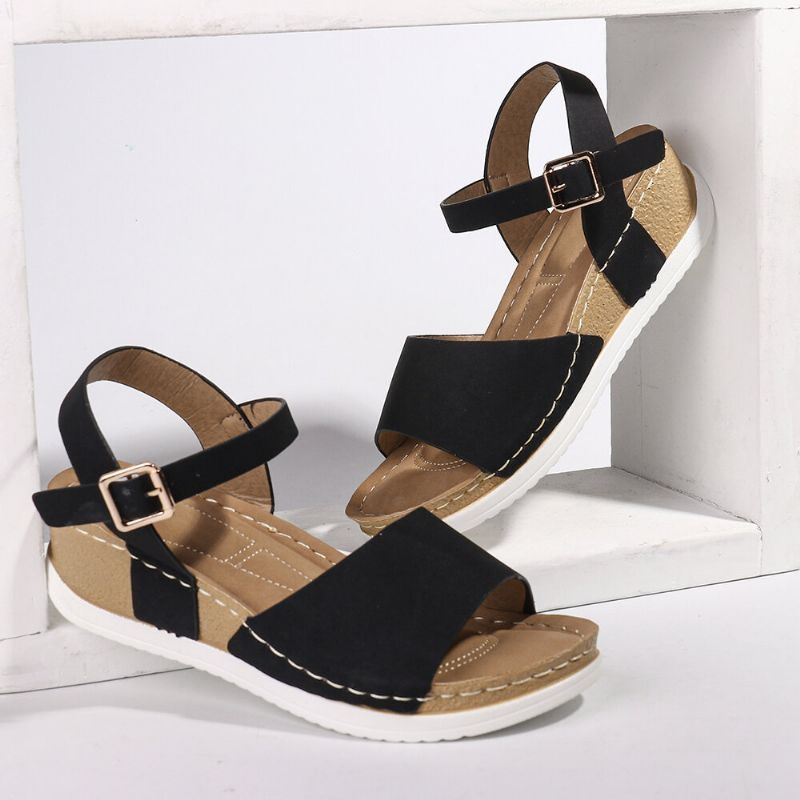 Bequeme Damen Sandalen Mit Offener Zehenpartie Und Rocker Sohle