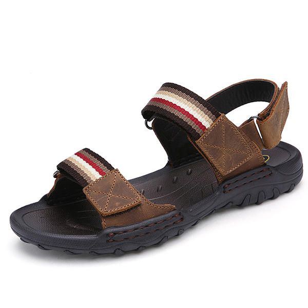 Bequeme Leder Hakenschleifen Sandalen Für Herren Strandsandalen