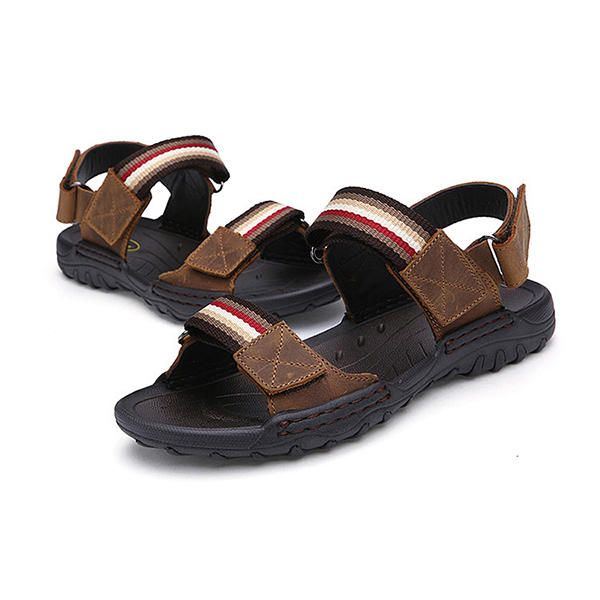 Bequeme Leder Hakenschleifen Sandalen Für Herren Strandsandalen