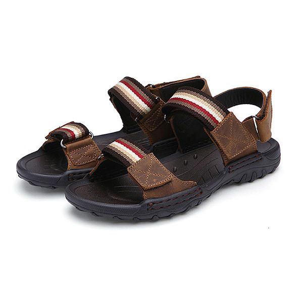 Bequeme Leder Hakenschleifen Sandalen Für Herren Strandsandalen