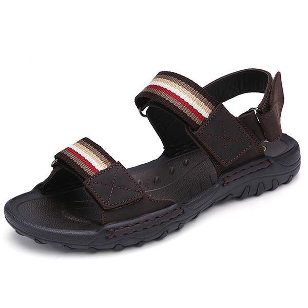 Bequeme Leder Hakenschleifen Sandalen Für Herren Strandsandalen