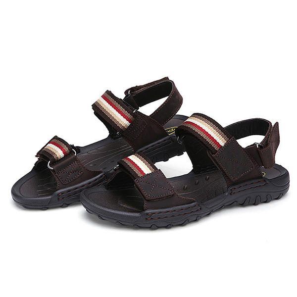 Bequeme Leder Hakenschleifen Sandalen Für Herren Strandsandalen