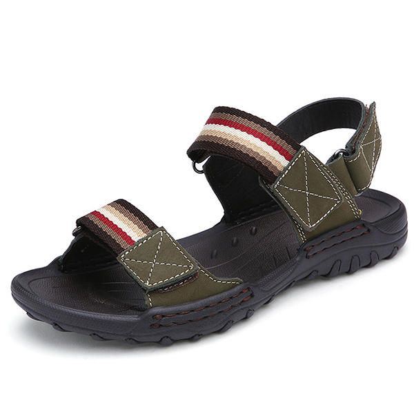 Bequeme Leder Hakenschleifen Sandalen Für Herren Strandsandalen