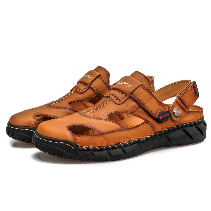 Bequeme Rutschfeste Herren Ledersandalen Mit Weicher Sohle