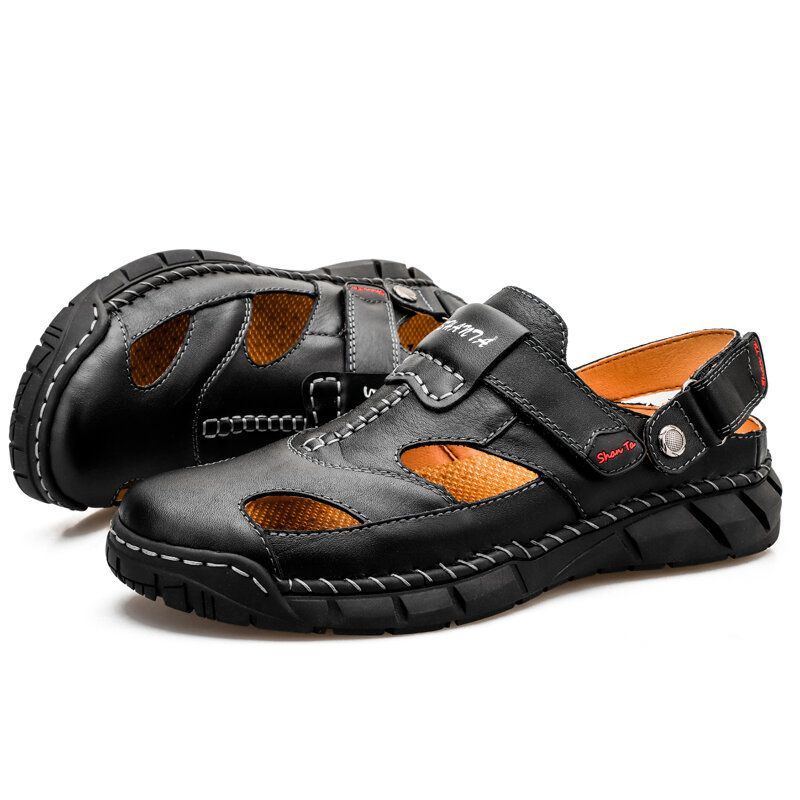 Bequeme Rutschfeste Herren Ledersandalen Mit Weicher Sohle