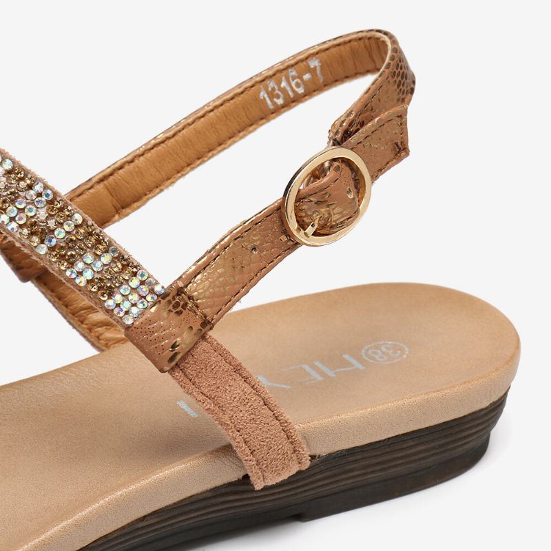 Bequeme Rutschfeste Strand Clip Toe Sandalen Für Damen Mit Strass Schnallenriemen