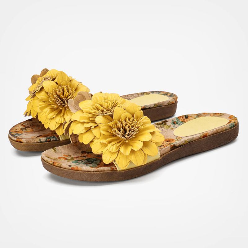 Bequeme Slide Sandalen Mit Offenem Zehenbereich Und Blumendekor Für Damen