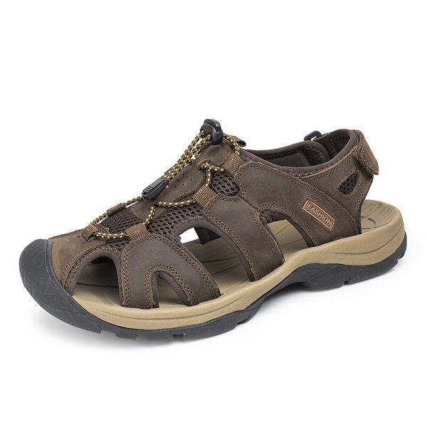 Big Size Herren Sommer Strand Sandalen Magic Stick Anpassung Lederschuhe