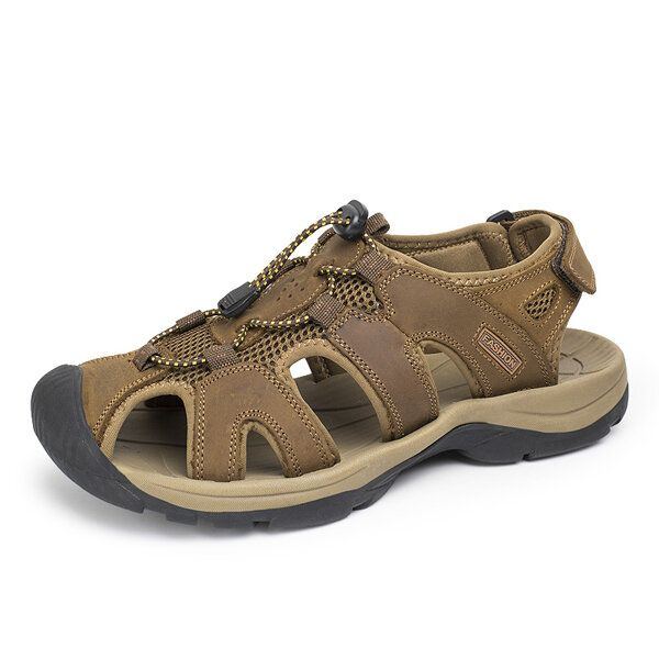 Big Size Herren Sommer Strand Sandalen Magic Stick Anpassung Lederschuhe