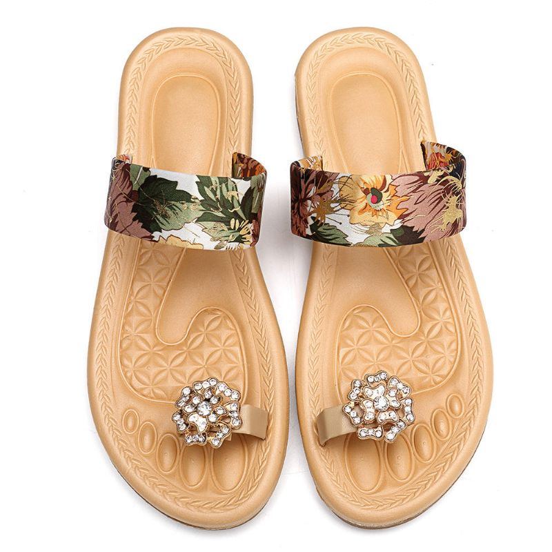 Bohemian Damen Sommer Flache Flip Flops Sandalen