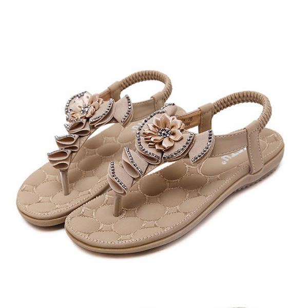 Bohemian Strass Casual Beach Flip Flops Sandalen Für Damen