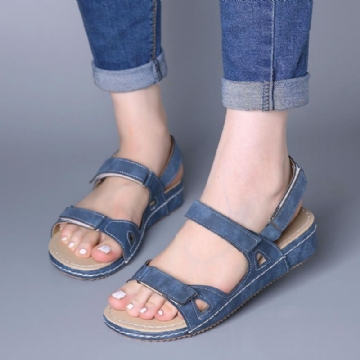 Casual Compy Damen Sandalen Mit Hakenschlaufe In Einfarbiger Farbe