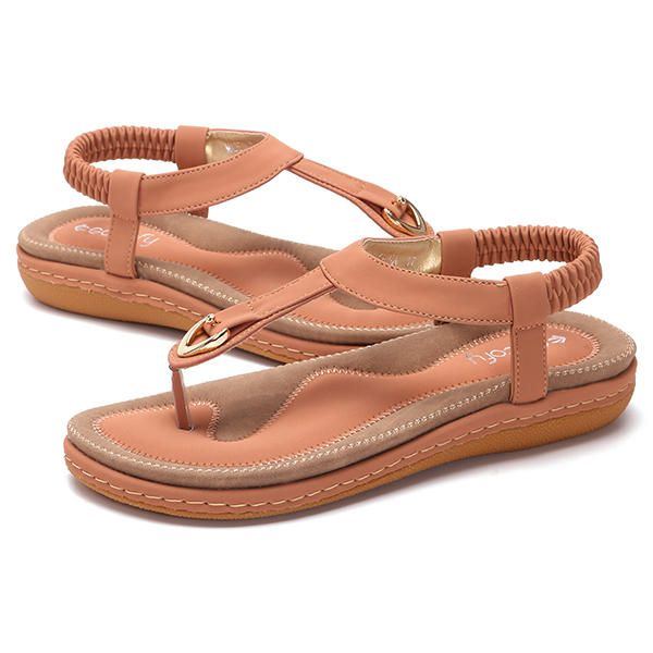 Damen Bequeme Clip Toe Elastische Leichte Slip On Sommer Strand Flache Sandalen