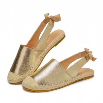 Damen Casual Closed Toe Metallic Bequeme Espadrilles Flache Sandalen