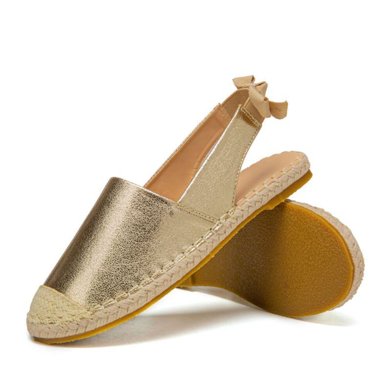 Damen Casual Closed Toe Metallic Bequeme Espadrilles Flache Sandalen