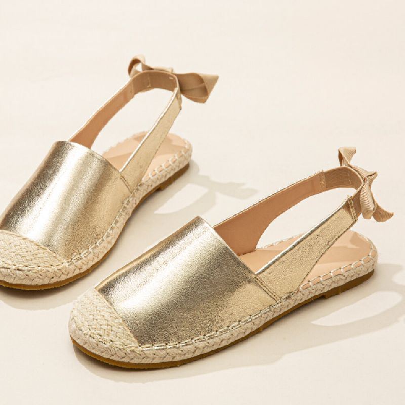 Damen Casual Closed Toe Metallic Bequeme Espadrilles Flache Sandalen