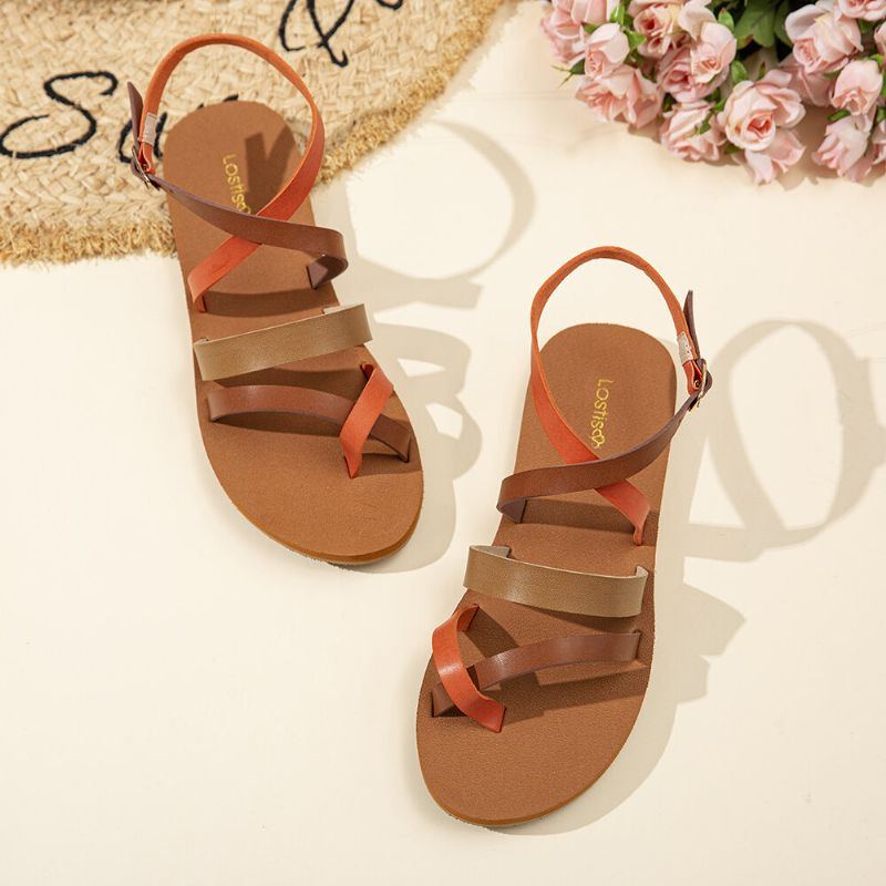 Damen Casual Cross Strap Clip Toe Sandalen